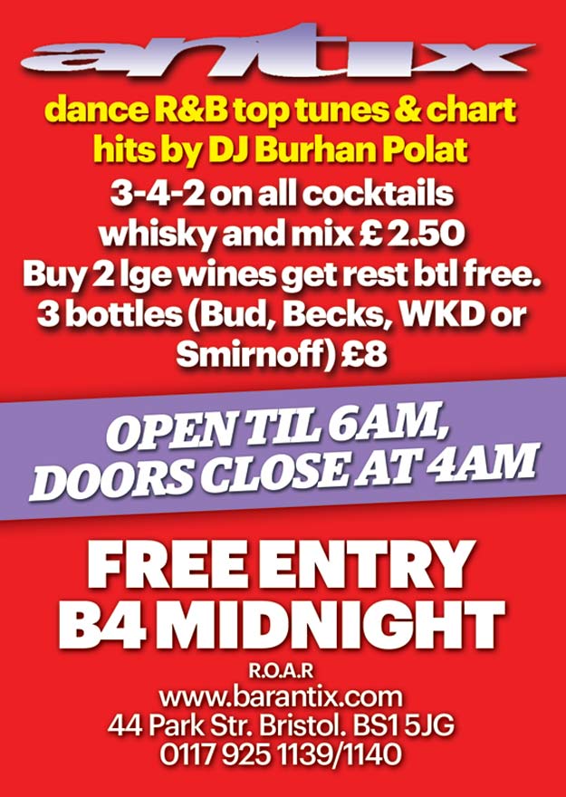 Bar Antix Park Street Bristol Blog Promotion